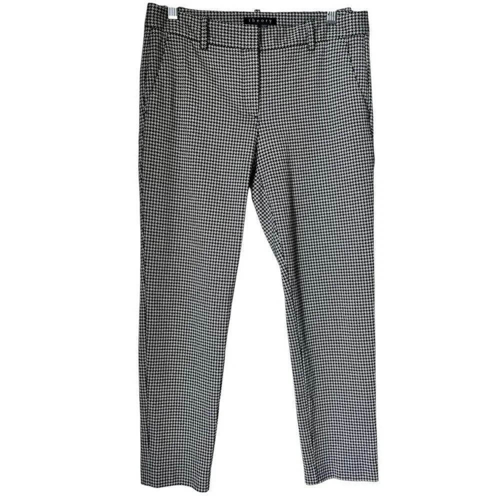 THEORY Houndstooth Black White Stretchy Parisian Chic Minimalist Ankle Pants 6